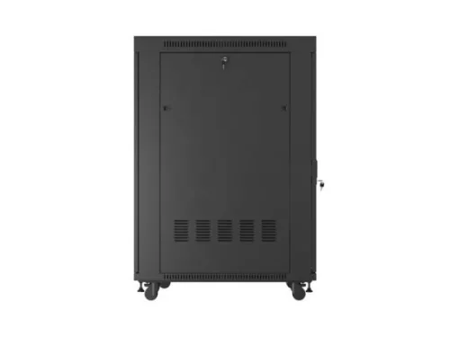 Lanberg FF01-8027-12BL 19" 27U SZÉL:800mm MÉLY:1000mm MAG:1461mm lapraszerelt LCD üvegajtós fekete szerver szekrény