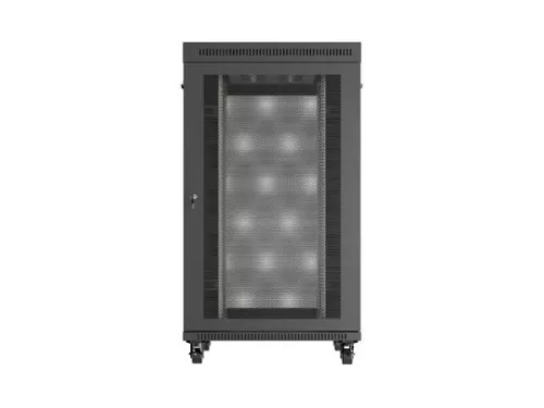Lanberg FF01-8027-23BL 19" 27U SZÉL:800mm MÉLY:1000mm MAG:1461mm lapraszerelt LCD hálós fémajtós fekete szerver szekrény