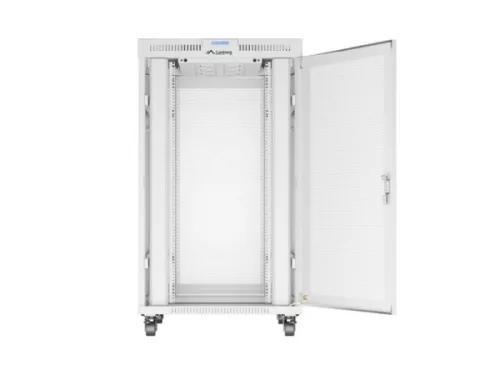 Lanberg FF01-8027-23SL 19" 27U SZÉL:800mm MÉLY:1000mm MAG:1461mm lapraszerelt LCD hálós fémajtós szürke szerver szekrény