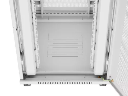 Lanberg FF01-8027-23SL 19" 27U SZÉL:800mm MÉLY:1000mm MAG:1461mm lapraszerelt LCD hálós fémajtós szürke szerver szekrény