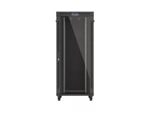 Lanberg FF01-8037-12BL 19" 37U SZÉL:800mm MÉLY:1000mm MAG:1906mm lapraszerelt LCD üvegajtós fekete szerver szekrény