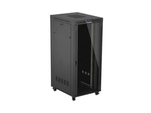 Lanberg FF01-8037-12BL 19" 37U SZÉL:800mm MÉLY:1000mm MAG:1906mm lapraszerelt LCD üvegajtós fekete szerver szekrény