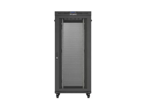 Lanberg FF01-8037-23BL 19" 37U SZÉL:800mm MÉLY:1000mm MAG:1906mm lapraszerelt LCD hálós fémajtós fekete szerver szekrény