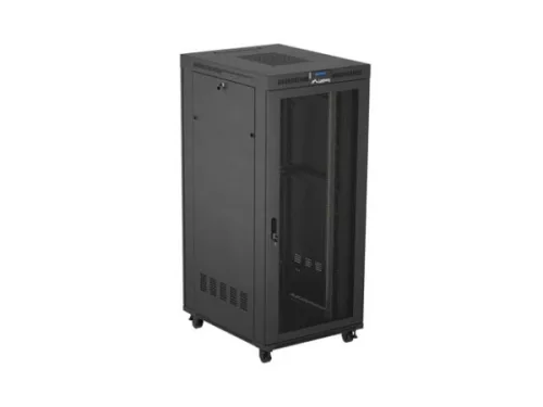 Lanberg FF01-8037-23BL 19" 37U SZÉL:800mm MÉLY:1000mm MAG:1906mm lapraszerelt LCD hálós fémajtós fekete szerver szekrény