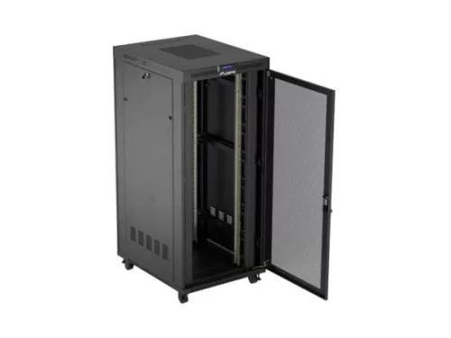 Lanberg FF01-8037-23BL 19" 37U SZÉL:800mm MÉLY:1000mm MAG:1906mm lapraszerelt LCD hálós fémajtós fekete szerver szekrény
