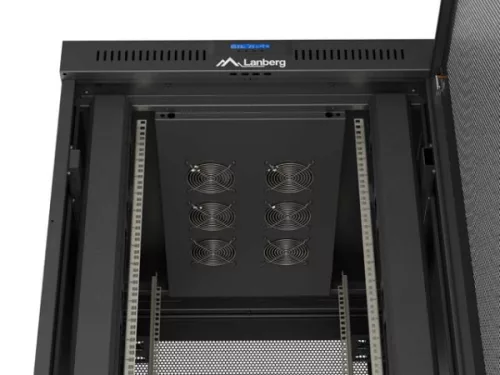 Lanberg FF01-8037-23BL 19" 37U SZÉL:800mm MÉLY:1000mm MAG:1906mm lapraszerelt LCD hálós fémajtós fekete szerver szekrény