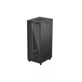   Lanberg FF01-8042-12BL 19" 42U SZÉL:800mm MÉLY:1000mm MAG:2127mm lapraszerelt LCD üvegajtós fekete szerver szekrény
