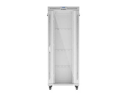 Lanberg FF01-8042-12SL 19" 42U SZÉL:800mm MÉLY:1000mm MAG:2121mm lapraszerelt LCD üvegajtós szürke szerver szekrény