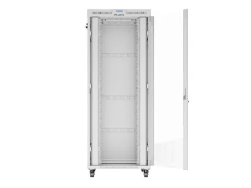 Lanberg FF01-8042-12SL 19" 42U SZÉL:800mm MÉLY:1000mm MAG:2121mm lapraszerelt LCD üvegajtós szürke szerver szekrény