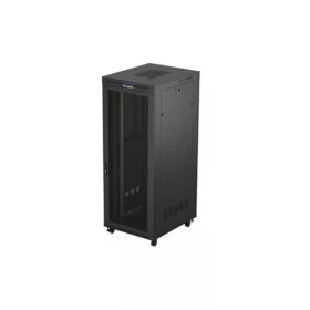   Lanberg FF01-8042-23BL 19" 42U SZÉL:800mm MÉLY:1000mm MAG:2127mm lapraszerelt LCD hálós fémajtós fekete szerver szekrény