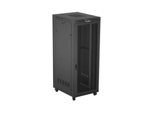 Lanberg FF01-8042-23BL 19" 42U SZÉL:800mm MÉLY:1000mm MAG:2127mm lapraszerelt LCD hálós fémajtós fekete szerver szekrény