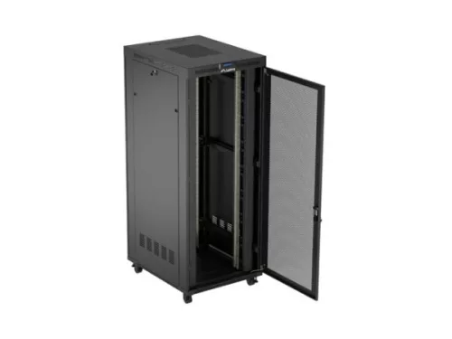 Lanberg FF01-8042-23BL 19" 42U SZÉL:800mm MÉLY:1000mm MAG:2127mm lapraszerelt LCD hálós fémajtós fekete szerver szekrény