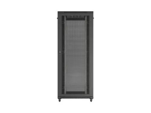 Lanberg FF01-8042-23B 19" 42U SZÉL:800mm MÉLY:1000mm MAG:2047mm lapraszerelt hálós fémajtós fekete szerver szekrény