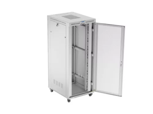 Lanberg FF01-8042-23SL 19" 42U SZÉL:800mm MÉLY:1200mm MAG:2121mm lapraszerelt LCD hálós fémajtós szürke álló rack szekrény