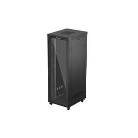   Lanberg FF01-8047-12BL 19" 47U SZÉL:800mm MÉLY:1000mm MAG:2344mm lapraszerelt LCD üvegajtós fekete szerver szekrény