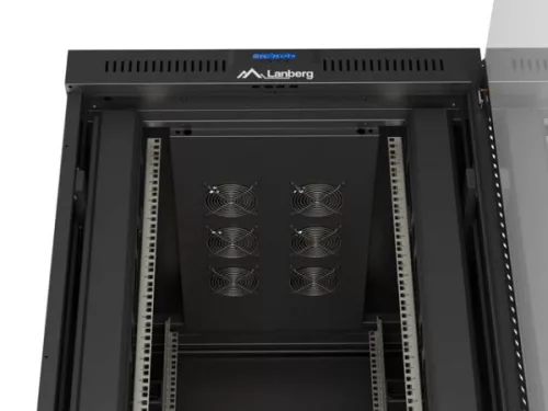 Lanberg FF01-8047-12BL 19" 47U SZÉL:800mm MÉLY:1000mm MAG:2344mm lapraszerelt LCD üvegajtós fekete szerver szekrény
