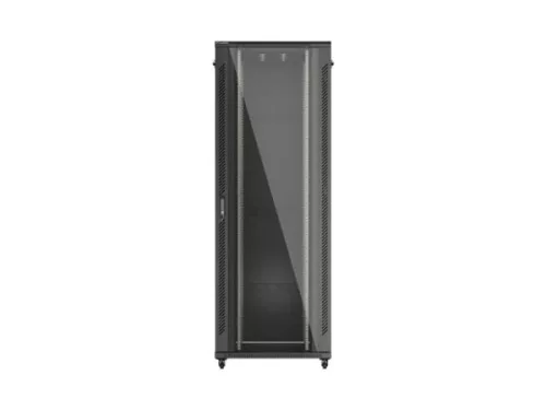 Lanberg FF01-8047-12B 19" 47U SZÉL:800mm MÉLY:1000mm MAG:2270mm lapraszerelt üvegajtós fekete szerver szekrény