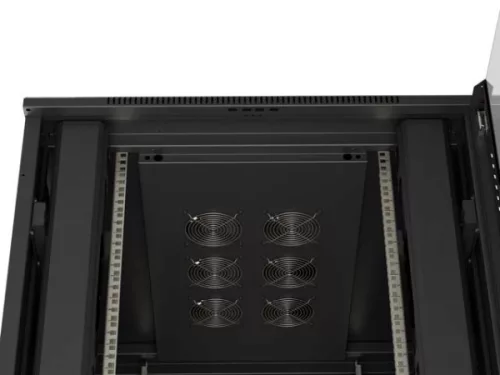Lanberg FF01-8047-12B 19" 47U SZÉL:800mm MÉLY:1000mm MAG:2270mm lapraszerelt üvegajtós fekete szerver szekrény