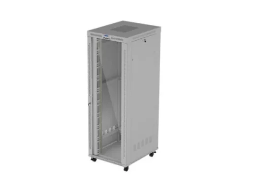 Lanberg FF01-8047-12SL 19" 47U SZÉL:800mm MÉLY:1000mm MAG:2343mm lapraszerelt LCD üvegajtós szürke szerver szekrény