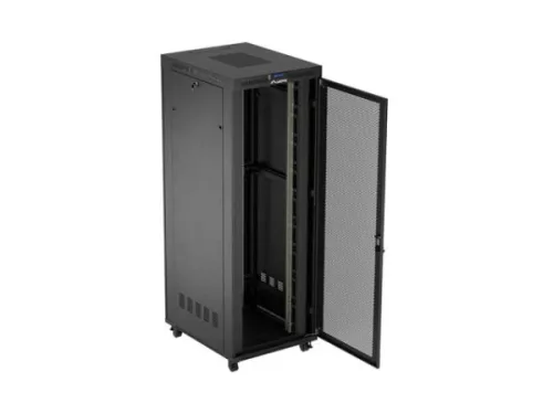 Lanberg FF01-8047-23BL 19" 47U SZÉL:800mm MÉLY:1000mm MAG:2344mm lapraszerelt LCD hálós fémajtós fekete álló szerver szekrény