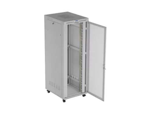 Lanberg FF01-8047-23SL 19" 47U SZÉL:800mm MÉLY:1000mm MAG:2343mm lapraszerelt LCD hálós fémajtós szürke szerver szekrény