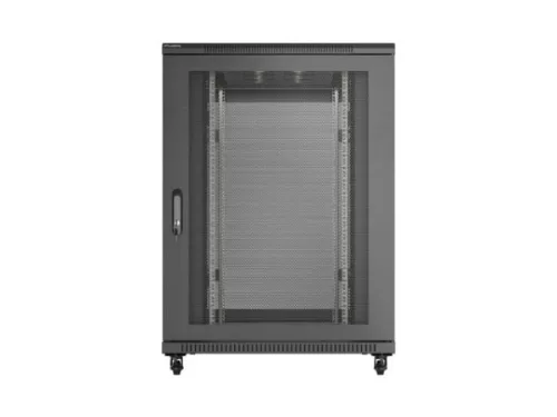 Lanberg FF01-8222-23B 19" 22U SZÉL:800mm MÉLY:1200mm MAG:1200mm lapraszerelt hálós fémajtós fekete szerver szekrény