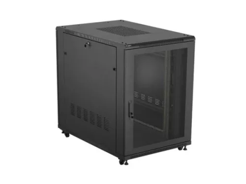 Lanberg FF01-8222-23B 19" 22U SZÉL:800mm MÉLY:1200mm MAG:1200mm lapraszerelt hálós fémajtós fekete szerver szekrény