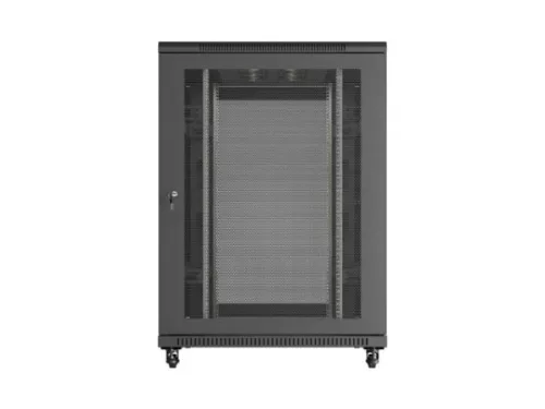 Lanberg FF01-8222-23B 19" 22U SZÉL:800mm MÉLY:1200mm MAG:1200mm lapraszerelt hálós fémajtós fekete szerver szekrény