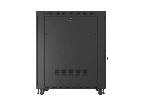 Lanberg FF01-8227-12BL 19" 27U SZÉL:800mm MÉLY:1200mm MAG:1456mm lapraszerelt LCD üvegajtós fekete szerver szekrény