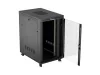 Lanberg FF01-8227-12BL 19" 27U SZÉL:800mm MÉLY:1200mm MAG:1456mm lapraszerelt LCD üvegajtós fekete szerver szekrény