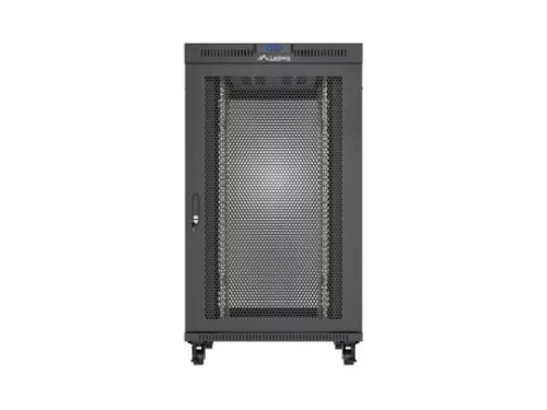 Lanberg FF01-8227-23BL 19" 27U SZÉL:800mm MÉLY:1200mm MAG:1456 lapraszerelt LCD hálós fémajtós fekete szerver szekrény