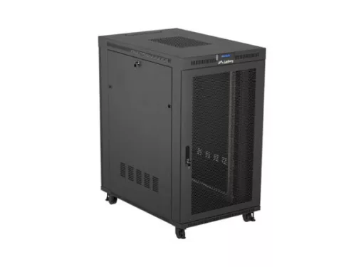 Lanberg FF01-8227-23BL 19" 27U SZÉL:800mm MÉLY:1200mm MAG:1456 lapraszerelt LCD hálós fémajtós fekete szerver szekrény