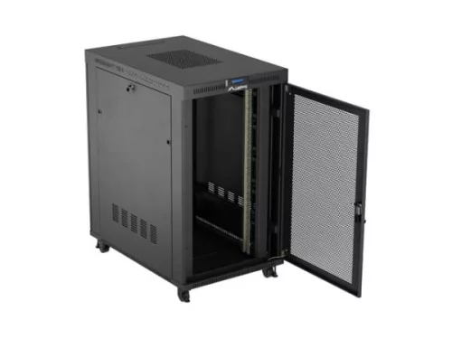 Lanberg FF01-8227-23BL 19" 27U SZÉL:800mm MÉLY:1200mm MAG:1456 lapraszerelt LCD hálós fémajtós fekete szerver szekrény