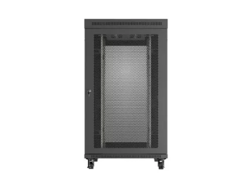 Lanberg FF01-8227-23BL 19" 27U SZÉL:800mm MÉLY:1200mm MAG:1456 lapraszerelt LCD hálós fémajtós fekete szerver szekrény