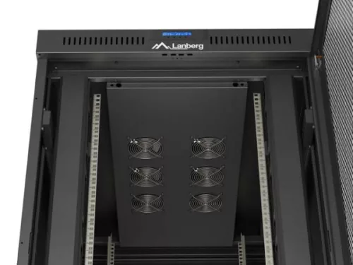 Lanberg FF01-8227-23BL 19" 27U SZÉL:800mm MÉLY:1200mm MAG:1456 lapraszerelt LCD hálós fémajtós fekete szerver szekrény