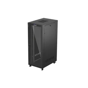   Lanberg FF01-8242-12BL 19" 42U SZÉL:800mm MÉLY:1200mm MAG:2127mm lapraszerelt LCD üvegajtós fekete szerver szekrény