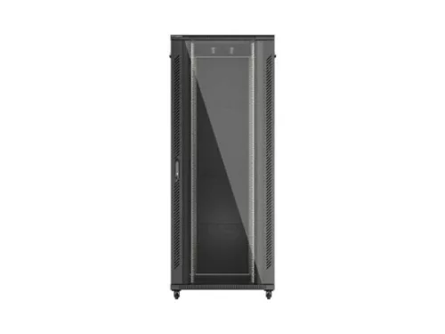 Lanberg FF01-8242-12B 19" 42U SZÉL:800mm MÉLY:1200mm MAG:2047mm lapraszerelt üvegajtós fekete szerver szekrény