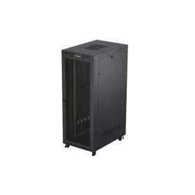   Lanberg FF01-8242-23BL 19" 42U SZÉL:800mm MÉLY:1200mm MAG:2127mm lapraszerelt LCD hálós fémajtós fekete álló rack szekrény