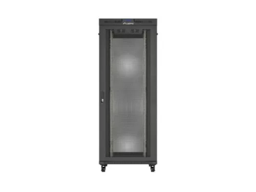 Lanberg FF01-8242-23BL 19" 42U SZÉL:800mm MÉLY:1200mm MAG:2127mm lapraszerelt LCD hálós fémajtós fekete álló rack szekrény