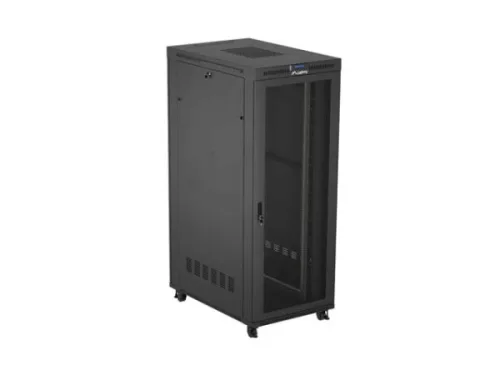 Lanberg FF01-8242-23BL 19" 42U SZÉL:800mm MÉLY:1200mm MAG:2127mm lapraszerelt LCD hálós fémajtós fekete álló rack szekrény