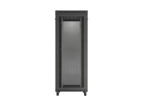 Lanberg FF01-8242-23BL 19" 42U SZÉL:800mm MÉLY:1200mm MAG:2127mm lapraszerelt LCD hálós fémajtós fekete álló rack szekrény