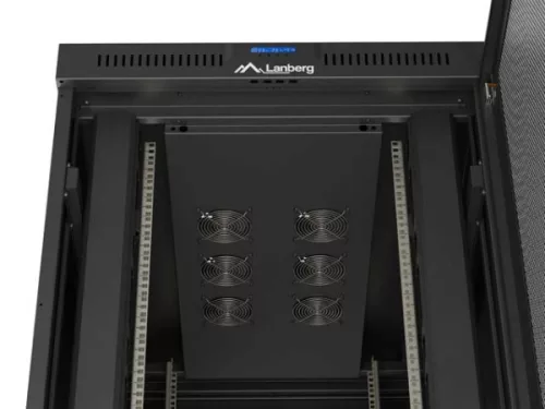 Lanberg FF01-8242-23BL 19" 42U SZÉL:800mm MÉLY:1200mm MAG:2127mm lapraszerelt LCD hálós fémajtós fekete álló rack szekrény