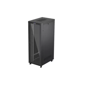   Lanberg FF01-8247-12BL 19" 47U SZÉL:800mm MÉLY:1200mm MAG:2350mm lapraszerelt LCD üvegajtós fekete szerver szekrény