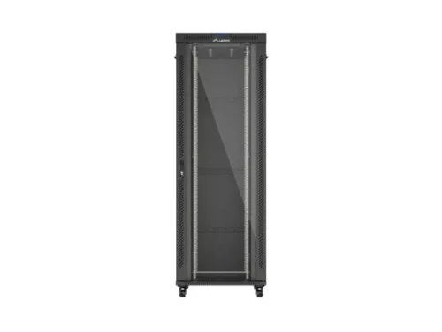 Lanberg FF01-8247-12BL 19" 47U SZÉL:800mm MÉLY:1200mm MAG:2350mm lapraszerelt LCD üvegajtós fekete szerver szekrény