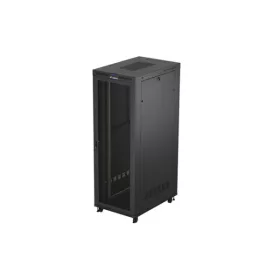   Lanberg FF01-8247-23BL 19" 47U SZÉL:800mm MÉLY:1200mm MAG:2343mm lapraszerelt LCD hálós fémajtós fekete szerver szekrény