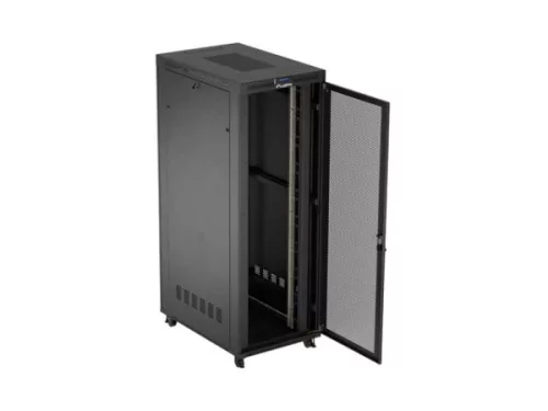 Lanberg FF01-8247-23BL 19" 47U SZÉL:800mm MÉLY:1200mm MAG:2343mm lapraszerelt LCD hálós fémajtós fekete szerver szekrény