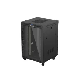   Lanberg FF01-8822-12BL 19" 22U SZÉL:800mm MÉLY:800mm MAG:1239mm lapraszerelt LCD üvegajtós fekete álló rack szekrény