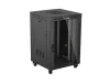 Lanberg FF01-8822-12BL 19" 22U SZÉL:800mm MÉLY:800mm MAG:1239mm lapraszerelt LCD üvegajtós fekete álló rack szekrény