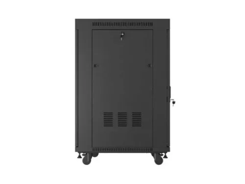 Lanberg FF01-8822-12BL 19" 22U SZÉL:800mm MÉLY:800mm MAG:1239mm lapraszerelt LCD üvegajtós fekete álló rack szekrény