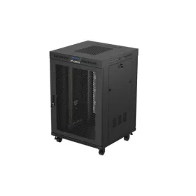   Lanberg FF01-8822-23BL 19" 22U SZÉL:800mm MÉLY:800mm MAG:1239mm lapraszerelt LCD hálós fémajtós fekete álló rack szekrény